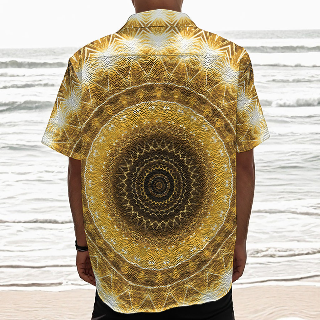 Gold Lights Kaleidoscope Print Textured Short Sleeve Shirt
