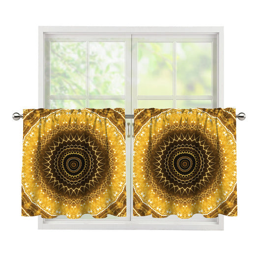 Gold Lights Kaleidoscope Print Tier Curtains