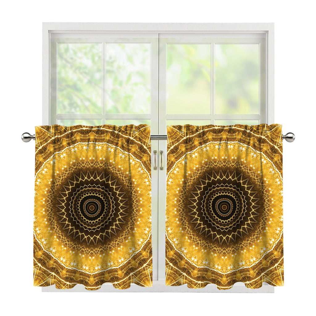 Gold Lights Kaleidoscope Print Tier Curtains