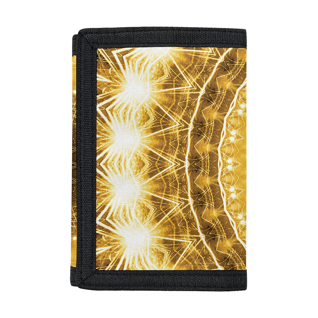 Gold Lights Kaleidoscope Print Trifold Wallet