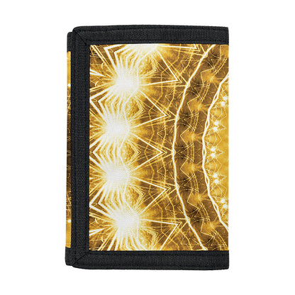 Gold Lights Kaleidoscope Print Trifold Wallet