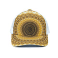 Gold Lights Kaleidoscope Print White Mesh Trucker Hat
