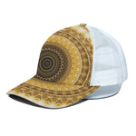 Gold Lights Kaleidoscope Print White Mesh Trucker Cap
