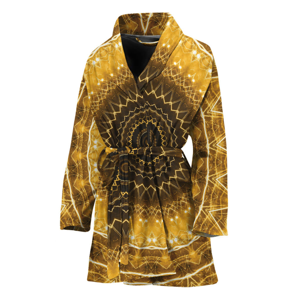 Gold Lights Kaleidoscope Print Women's Bathrobe