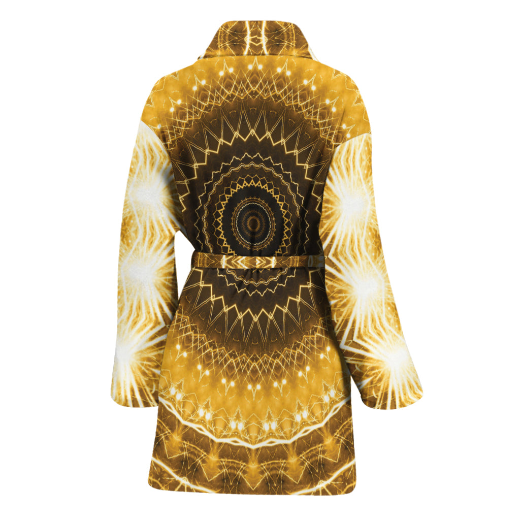 Gold Lights Kaleidoscope Print Women's Bathrobe