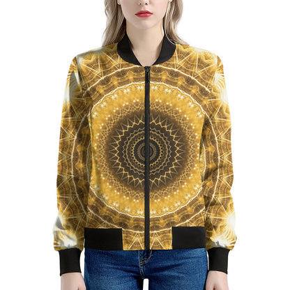 Gold Lights Kaleidoscope Print Women's Bomber Jacket