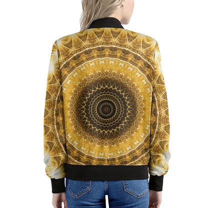 Gold Lights Kaleidoscope Print Women's Bomber Jacket