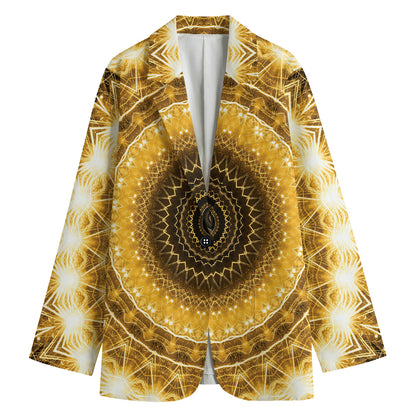 Gold Lights Kaleidoscope Print Women's Cotton Blazer