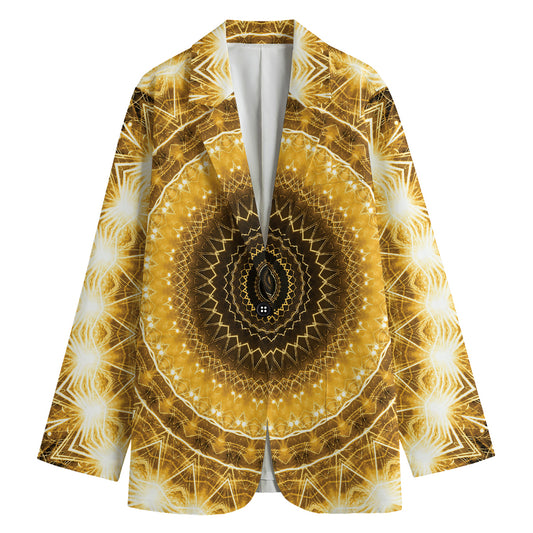Gold Lights Kaleidoscope Print Women's Cotton Blazer