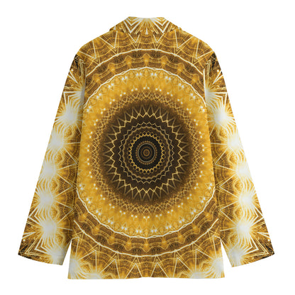 Gold Lights Kaleidoscope Print Women's Cotton Blazer