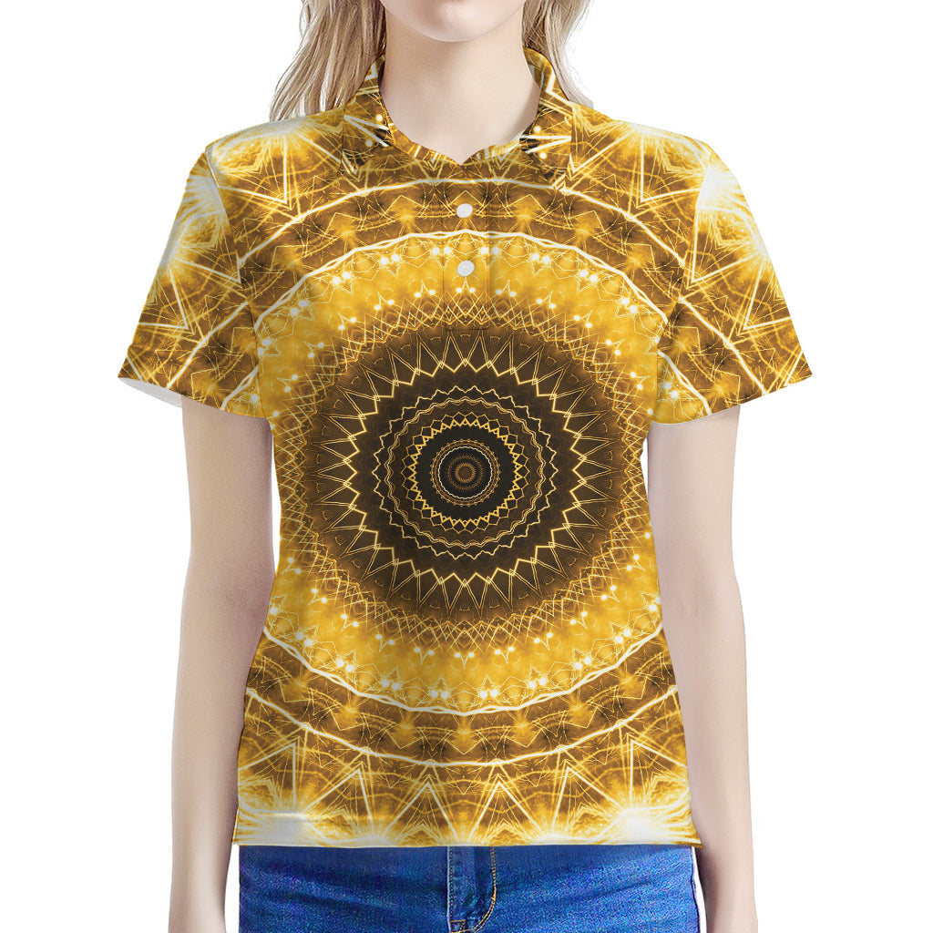 Gold Lights Kaleidoscope Print Women's Polo Shirt