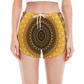 Gold Lights Kaleidoscope Print Women's Split Running Shorts