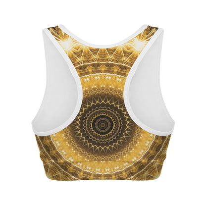 Gold Lights Kaleidoscope Print Women's Sports Bra