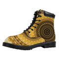 Gold Lights Kaleidoscope Print Padded Collar Lace Up Boots