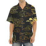 Gold Moon And Sun Print Aloha Shirt