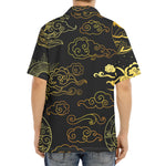 Gold Moon And Sun Print Aloha Shirt