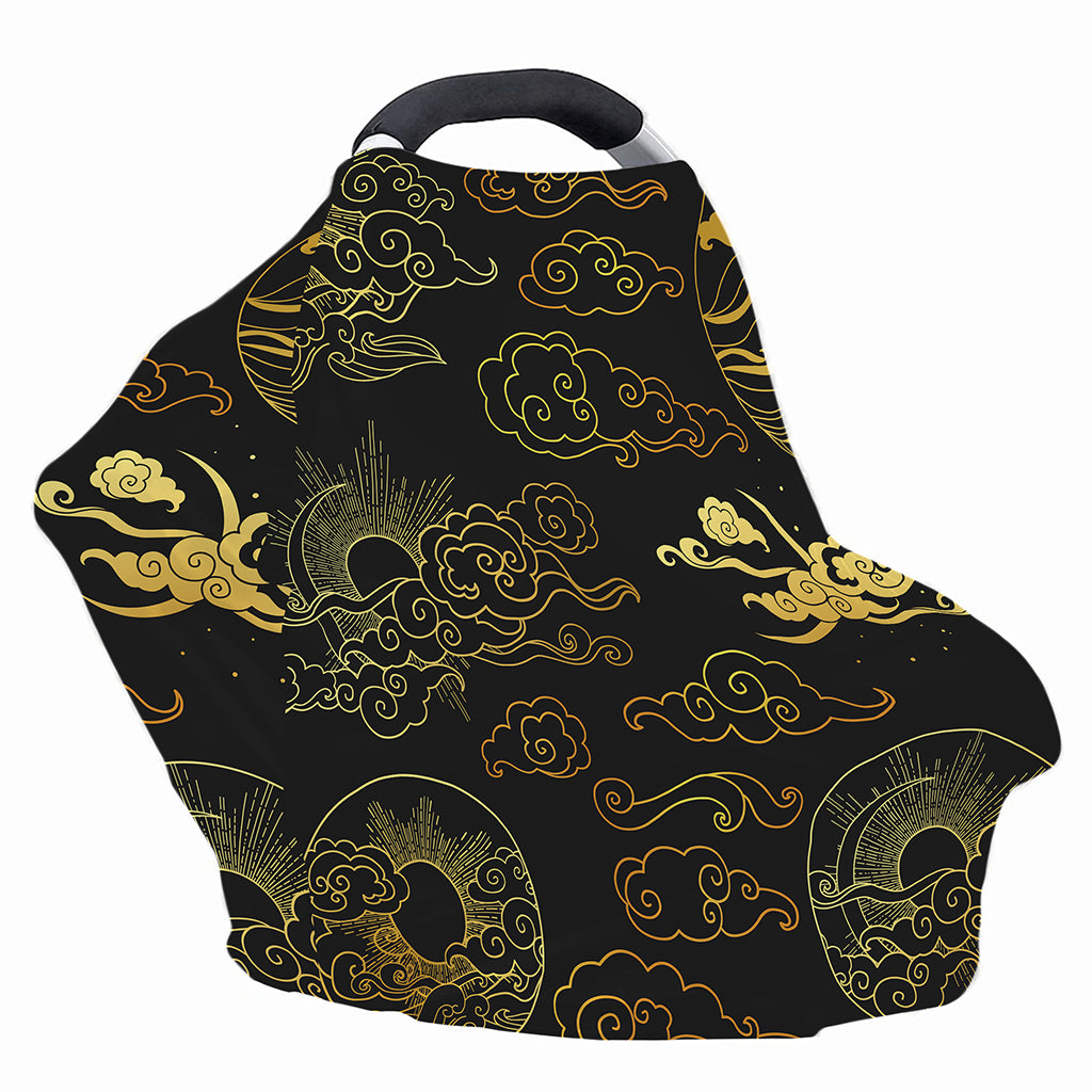Gold Moon And Sun Print Baby Seat Cover