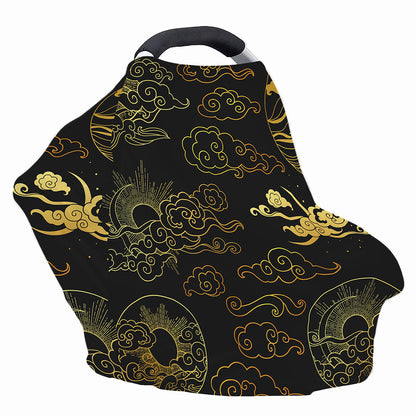 Gold Moon And Sun Print Baby Seat Cover