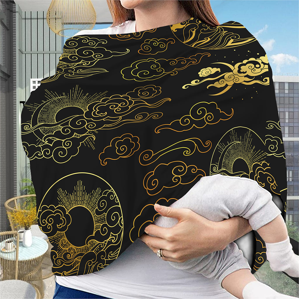 Gold Moon And Sun Print Baby Seat Cover