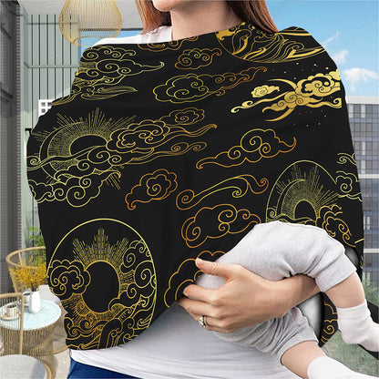 Gold Moon And Sun Print Baby Seat Cover