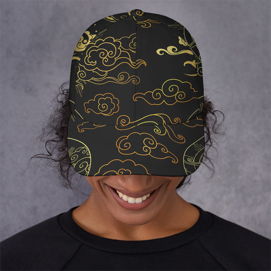 Gold Moon And Sun Print Baseball Cap