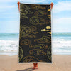 Gold Moon And Sun Print Beach Towel