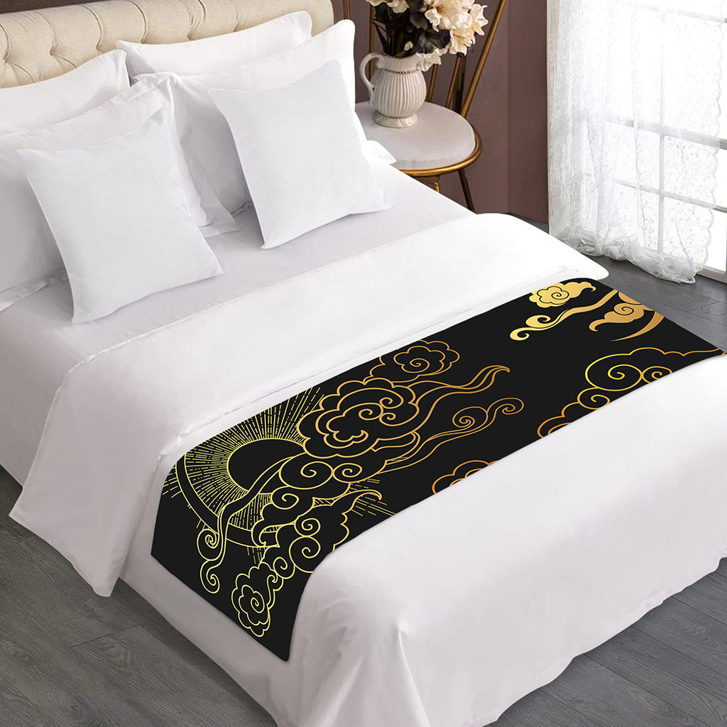Gold Moon And Sun Print Bed Runner