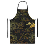 Gold Moon And Sun Print Bib Apron With Pocket