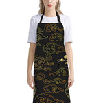 Gold Moon And Sun Print Bib Apron With Pocket