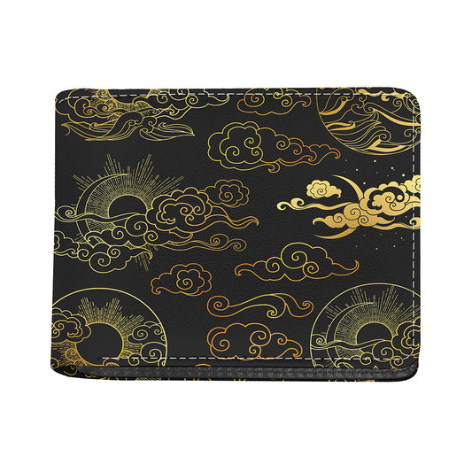 Gold Moon And Sun Print Bifold Wallet