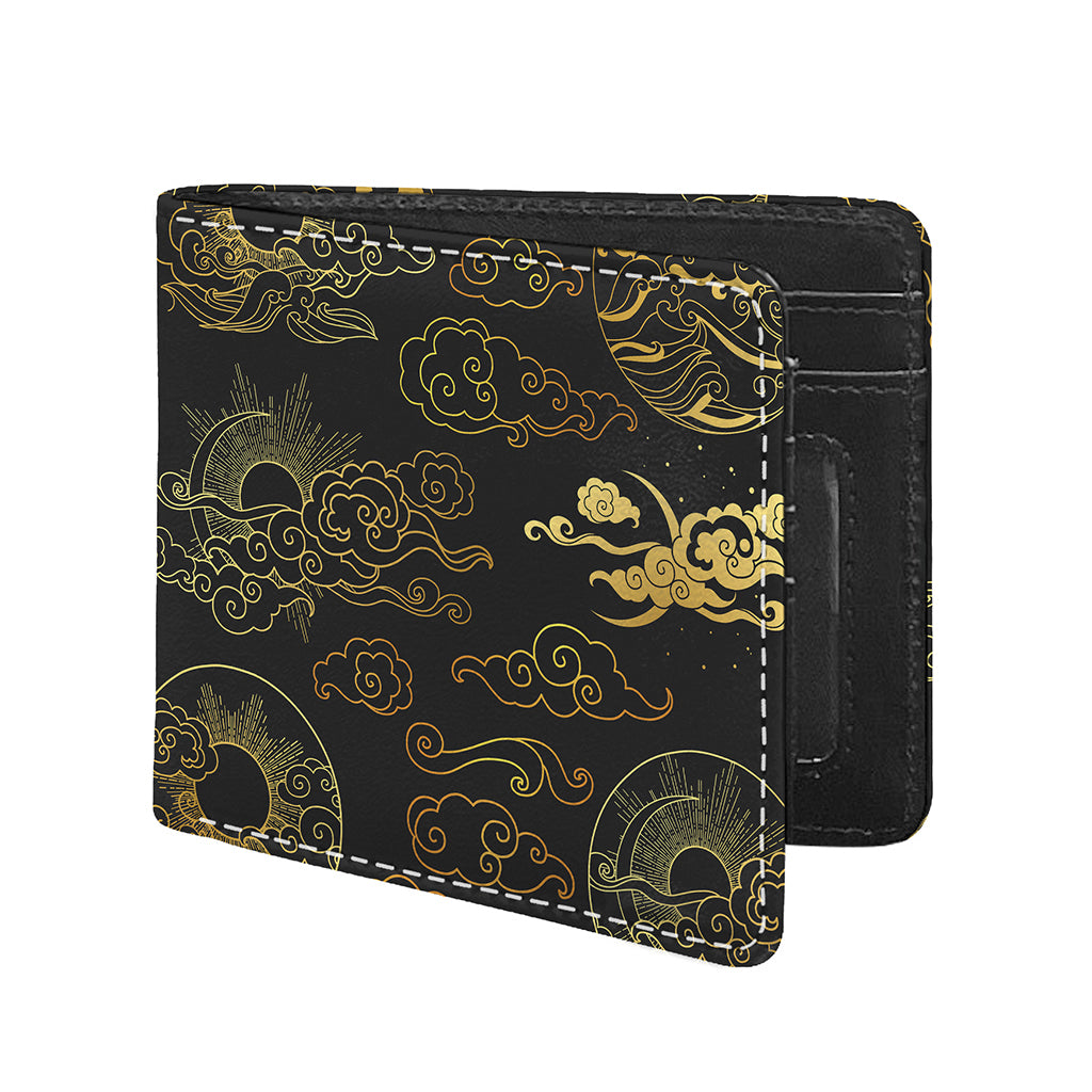 Gold Moon And Sun Print Bifold Wallet