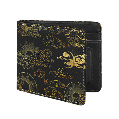 Gold Moon And Sun Print Bifold Wallet