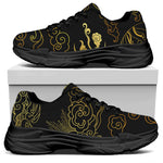 Gold Moon And Sun Print Black Chunky Shoes