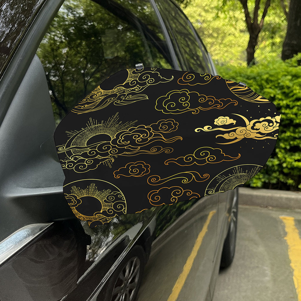 Gold Moon And Sun Print Car Side Mirror Covers
