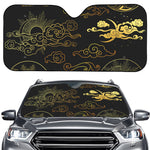 Gold Moon And Sun Print Car Windshield Sun Shade