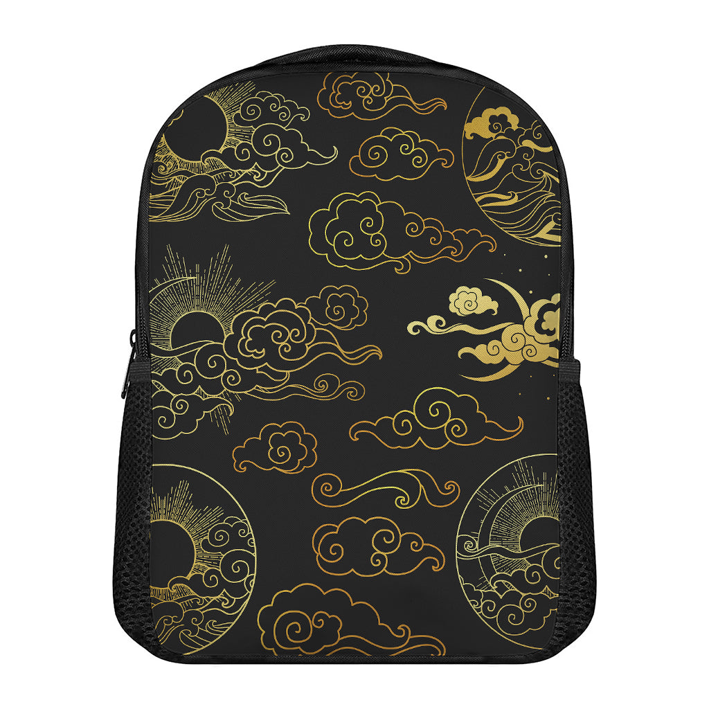 Gold Moon And Sun Print Casual Backpack