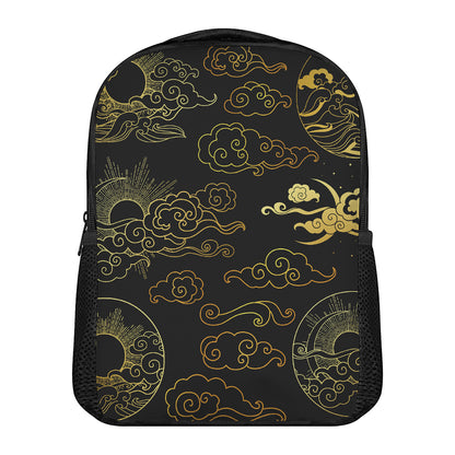 Gold Moon And Sun Print Casual Backpack