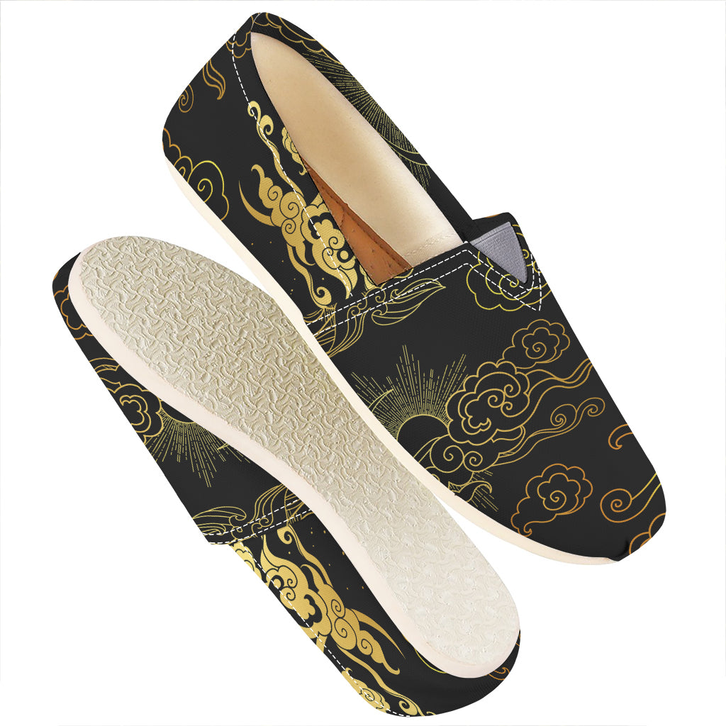 Gold Moon And Sun Print Casual Shoes