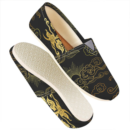 Gold Moon And Sun Print Casual Shoes