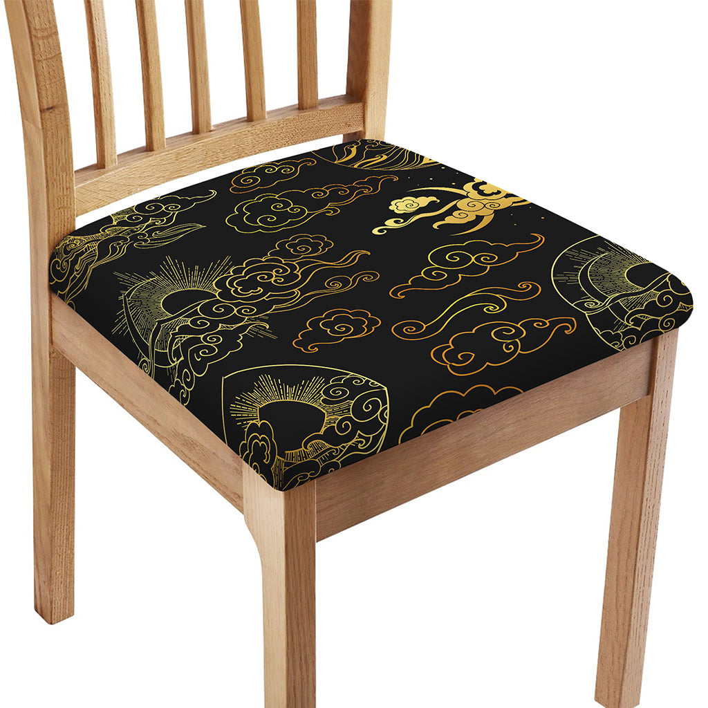 Gold Moon And Sun Print Chair Cushion Cover