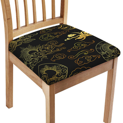 Gold Moon And Sun Print Chair Cushion Cover