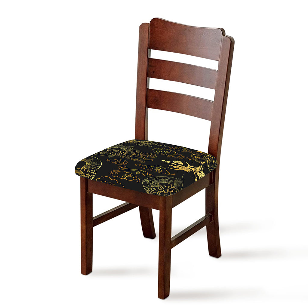 Gold Moon And Sun Print Chair Cushion Cover