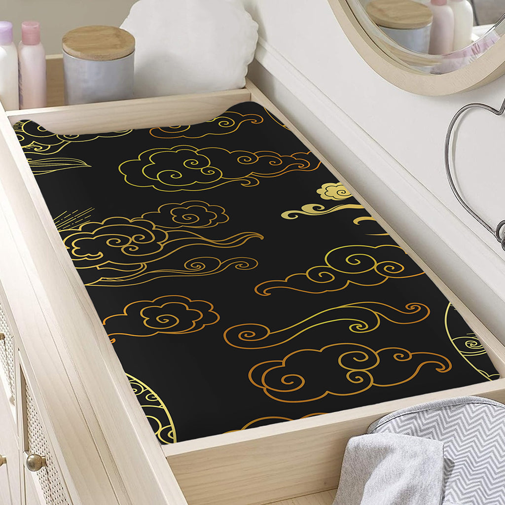 Gold Moon And Sun Print Changing Pad Cover