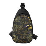 Gold Moon And Sun Print Chest Bag