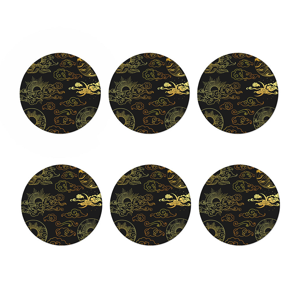 Gold Moon And Sun Print Coaster Set