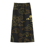Gold Moon And Sun Print Cotton Front Slit Maxi Skirt