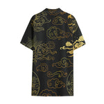 Gold Moon And Sun Print Cotton Hawaiian Shirt
