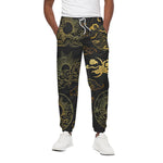 Gold Moon And Sun Print Cotton Pants