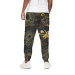 Gold Moon And Sun Print Cotton Pants