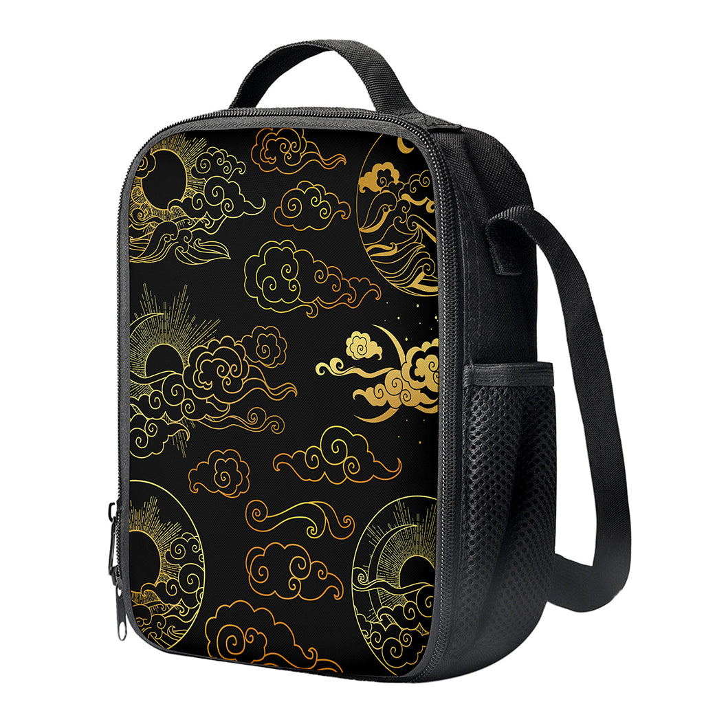 Gold Moon And Sun Print Crossbody Lunch Bag